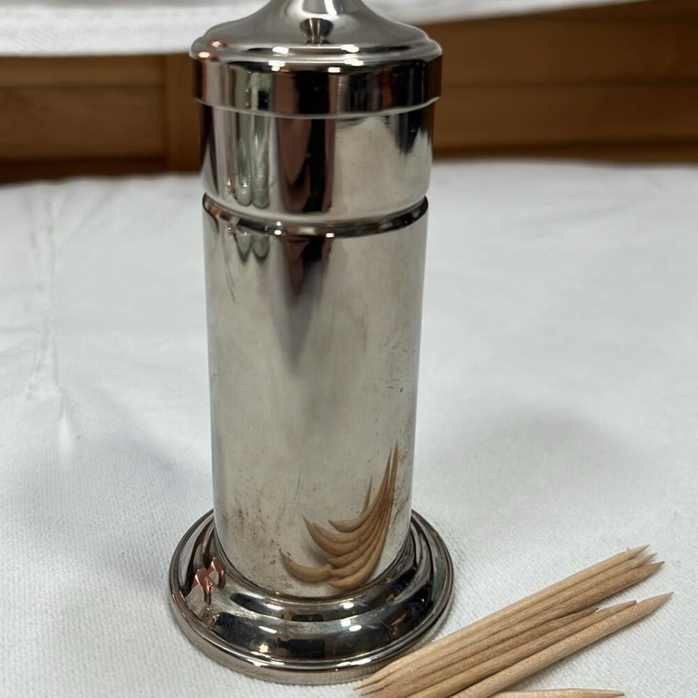 Silver Plate Toothpick Holder Dispenser By Bellini Old Money Vintage Fine Dining
